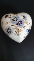 Zsolnay szív alakú Búzavirágos bonbonier