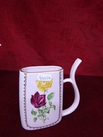 Csehszlovák porcelán ivókúra pohár,  rózsa mintával, 13 cm magas. Vanneki!