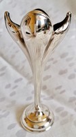 Jelzett angol vastagon ezüstözött tulipán formájú váza