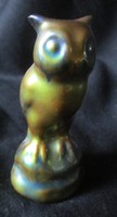 Antique Zsolnay marked owl rare statue gold eosin glaze eosin figural premium porcelain