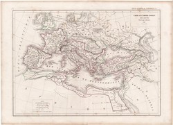 A Római birodalom Augustus alatt, térkép, készült 1849-ben, francia, atlasz, eredeti, 32x45, Európa