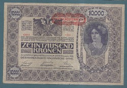 10000 Korona 1918 VF Deutschösterreich bélyegzés  II. Auflage Hátlap Ornament