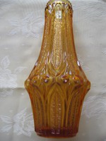 Art deco ritka formájú OBERGLASS borostyán váza