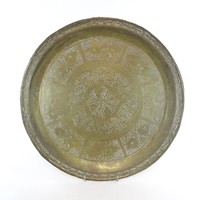 0Z332 Régi nagyméretű kalapált réz falitál 40.5 cm