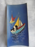 Art-deco Kerámia fali dísz vitorlás hajókkal