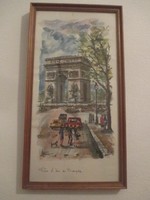 Arno Stern Diadalív Párizsi utcakép,akvarell nyomatkép 39 x 21 cm.