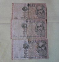 Olasz pénz – bankjegy, 1000 líra (mille lire, 1982)