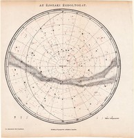 Az éjszaki égboltozat térkép 1892 (2), eredeti, Athenaeum, Brockhaus, csillag, északi, Pegasus, ég