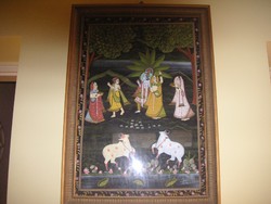 Indiai selyem festmény