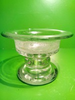 A rare color! Eisch marked bubble green rimmed glass candle holder candy offering marked original
