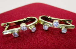 Gyönyörű régi kézműves aranyfülbevaló 0.5ct brillel
