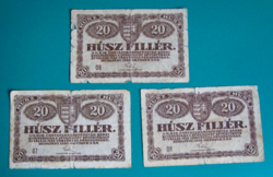 20 Filler - October 2, 1920 - 3 pcs - serial number: 07.08.09