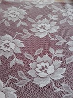 Cream colored cotton curtain/bedspread with flower pattern, 127 x 265 cm