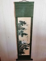 Japán darvakat ábrázoló selyem falitekercs, falikép