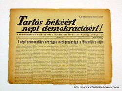1952 január 13  /  TARTÓS BÉKÉRT NÉPI DEMOKRÁCIÁÉRT  /  SZÜLETÉSNAPRA RÉGI EREDETI ÚJSÁG Szs.:  7980