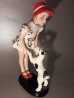 Goldscheider - little girl with her fox - damaged porcelain sculpture figure for original marked restoration