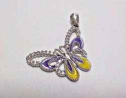 Ezüst pillangó medál cirkóniákkal és zománc díszítéssel 925-ös