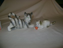 Zsolnay porcelán cica figura, nipp - egy darab