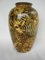 Vase lion giraffe zebra panther decorated with African animals large size 24 cm