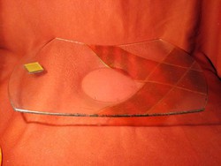195 Hatalmas íves üveg asztalközép kínáló 44x29 cm