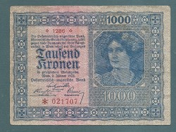 1000 Korona 1922 Osztrák - Magyar Bank 