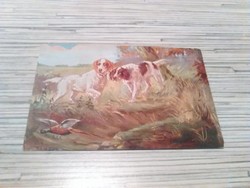 Antik vadász témájú képeslap.