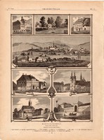 Marosvásárhely, fametszet 1881, metszet, nyomat, 22 x 30 cm, Ország - Világ, Erdély, Maros, kastély