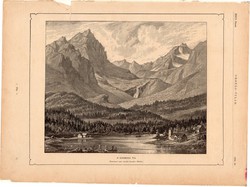 A csorbai tó, fametszet 1881, metszet, nyomat, 20 x 25 cm, Ország - Világ, Csorba - tó, Tátra