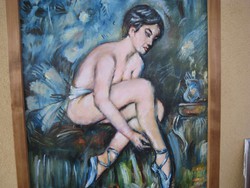 Balerina  , olaj - vászon  festmény  , ismeretlen festőtől   , 60 x 50 ,  kívül   67 x 53 cm