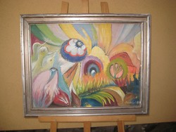 Mile Bácsi Irén  festmény  , olaj- vászon  , 58 x 45  cm
