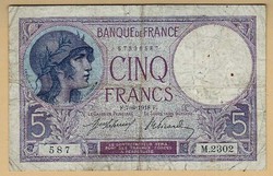 5 Francs bankjegy  T3  Ritkább