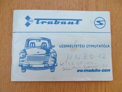 Trabant 601, 601 S, 601 S de luxe üzemeltetési útmutatója 1987