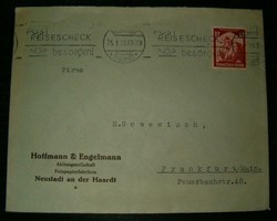 1935 boriték német Deutsche Reich piros bélyeggel futott    