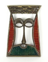 1A281 Zoltán: Jelzett bronz relief király fej 24 cm