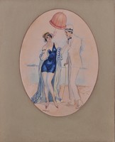 Faragó Gézának (1877-1928) tulajdonítva: Fiatal pár a strandon