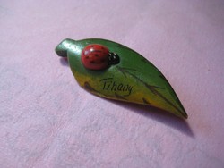 Tihany memorial badge, painted wood, from the 60s, 5.2 cm