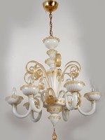 Modern stílusú, Muranoi üvegcsillár fehér - arany matt színű üveggel.