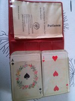 Pasziánsz mini kártya (franciakártya) műbőr tokban 1960-70
