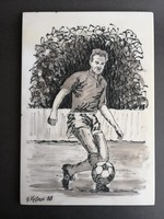 1988 G. Vezzani nagyméretű kő futball, foci, focista plakett - EP