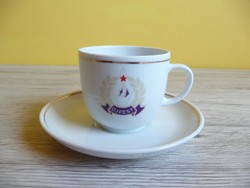 Hollóházi Újpesti Dózsa címeres kávés csésze és alj