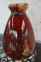 Tófej iparművészeti retro kerámia váza - ökörvér mázas, ritka