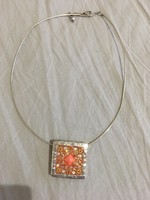 Silver Israeli necklace - necklace with multi-colored swarovski stones (orit schatzmann)