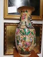 Kínai padló váza. Kézzel festet kerámia.
