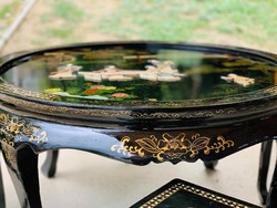 Rendkívüli ajánlat! Antiki kínai teaasztal + 4 db sámli. Keleti asztal.