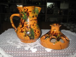Óbánya, beautiful old pottery products from Teimel József, pouring and drinking, from the 60's