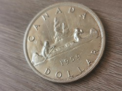 1959 ezüst Kanada 1 dollár 23,8 gramm 0,800 Ritkább,gyönyörű darab