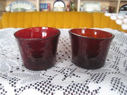 Antique, deep red, glass glasses 6.3 x 4.3 cm