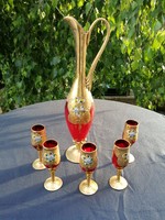 I ordered it! Venetian glass, Murano set, gilded. Blown glass, jug 5 glasses, blown