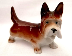 Antik jelzett Sitzendorf porcelán kutya nipp