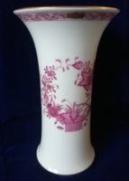 Herendi porcelán váza, purpur indiai kosár mintával